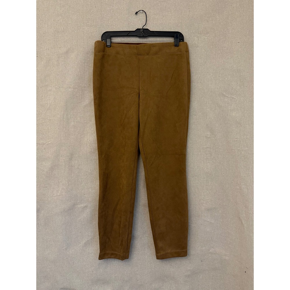 Max Studio Womens XL Cognac Brown Faux Suede Elastic Waist Leggings Slim Pants